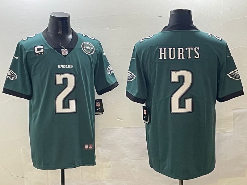 Men Philadelphia Eagles 2 Hurts Green Second generation 2025 Nike Limited NFL Jersey style 4